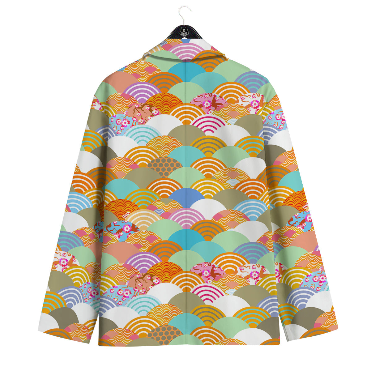 Wave Japanese Flower Colorful Print Pattern Men's Sport Coat-grizzshop