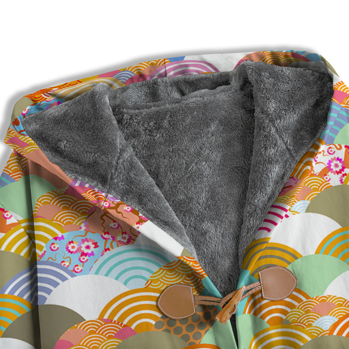 Wave Japanese Flower Colorful Print Pattern Men's Windbreaker Jacket-grizzshop