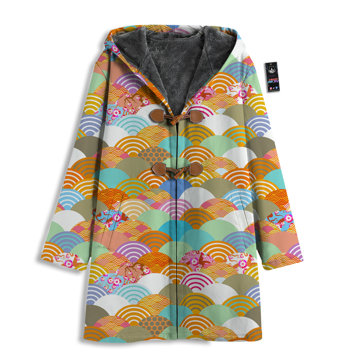 Wave Japanese Flower Colorful Print Pattern Men's Windbreaker Jacket-grizzshop
