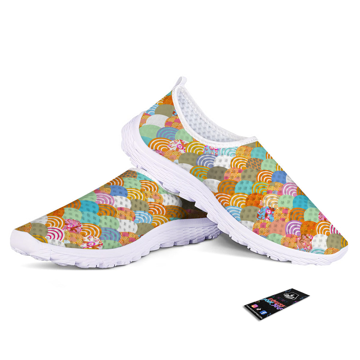 Wave Japanese Flower Colorful Print Pattern Nurse Shoes-grizzshop