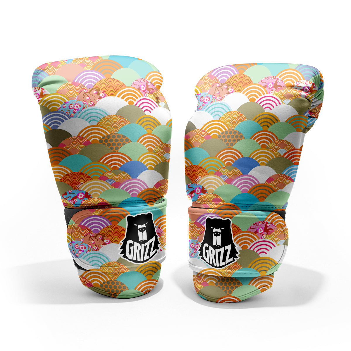 Wave Japanese Flower Colorful Print Pattern Pro Boxing Glove