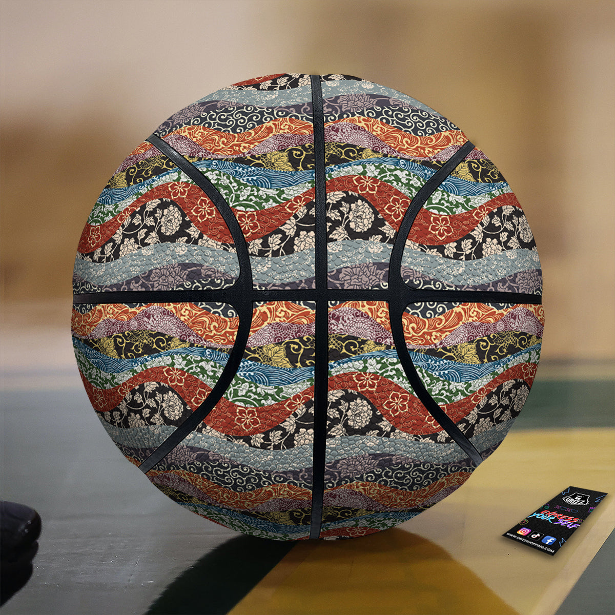 Wave Japanese Patchwork Print Pattern Basketball-grizzshop