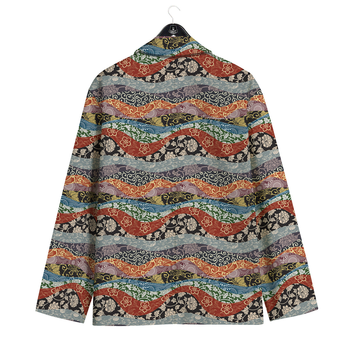 Wave Japanese Patchwork Print Pattern Men's Sport Coat-grizzshop