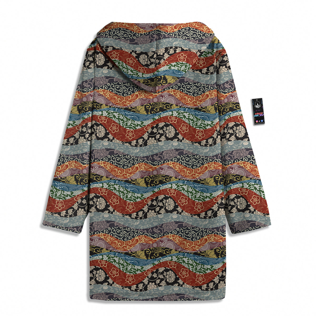 Wave Japanese Patchwork Print Pattern Men's Windbreaker Jacket-grizzshop