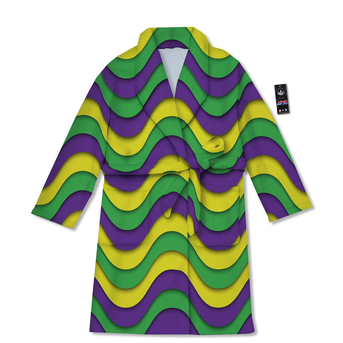 Wave Mardi Gras Print Pattern Bathrobe-grizzshop
