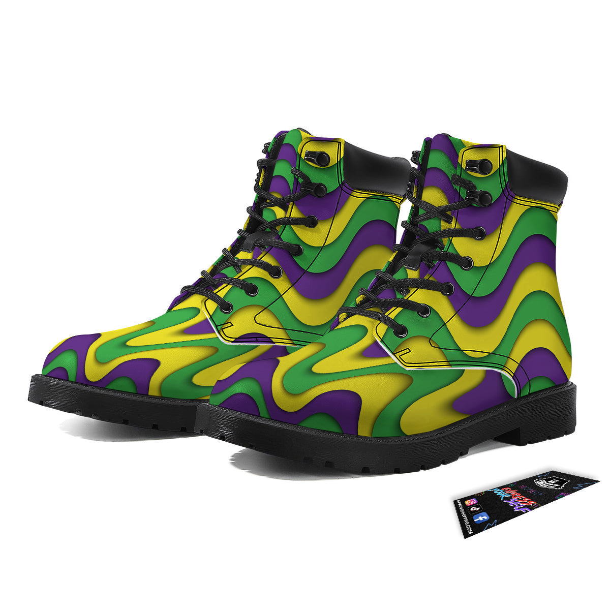 Wave Mardi Gras Print Pattern Boots-grizzshop