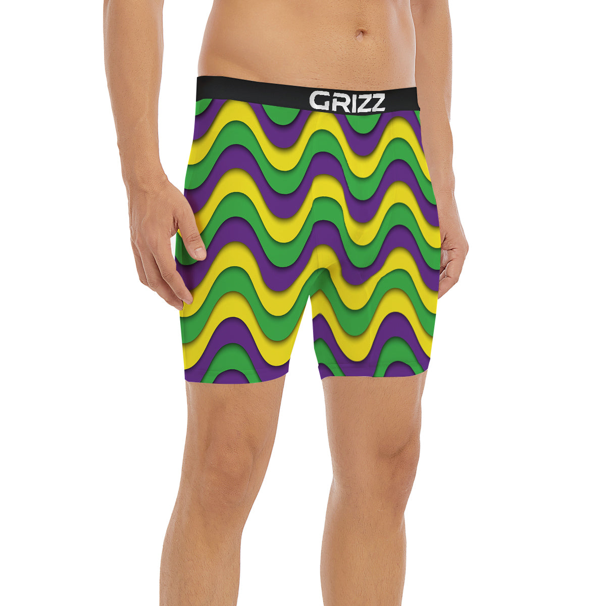 Wave Mardi Gras Print Pattern Boxer Briefs-grizzshop