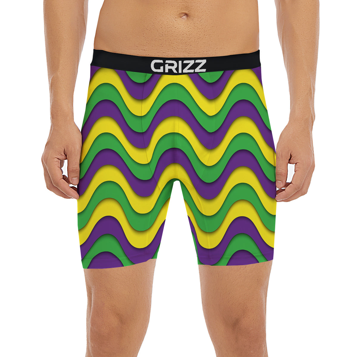 Wave Mardi Gras Print Pattern Boxer Briefs-grizzshop