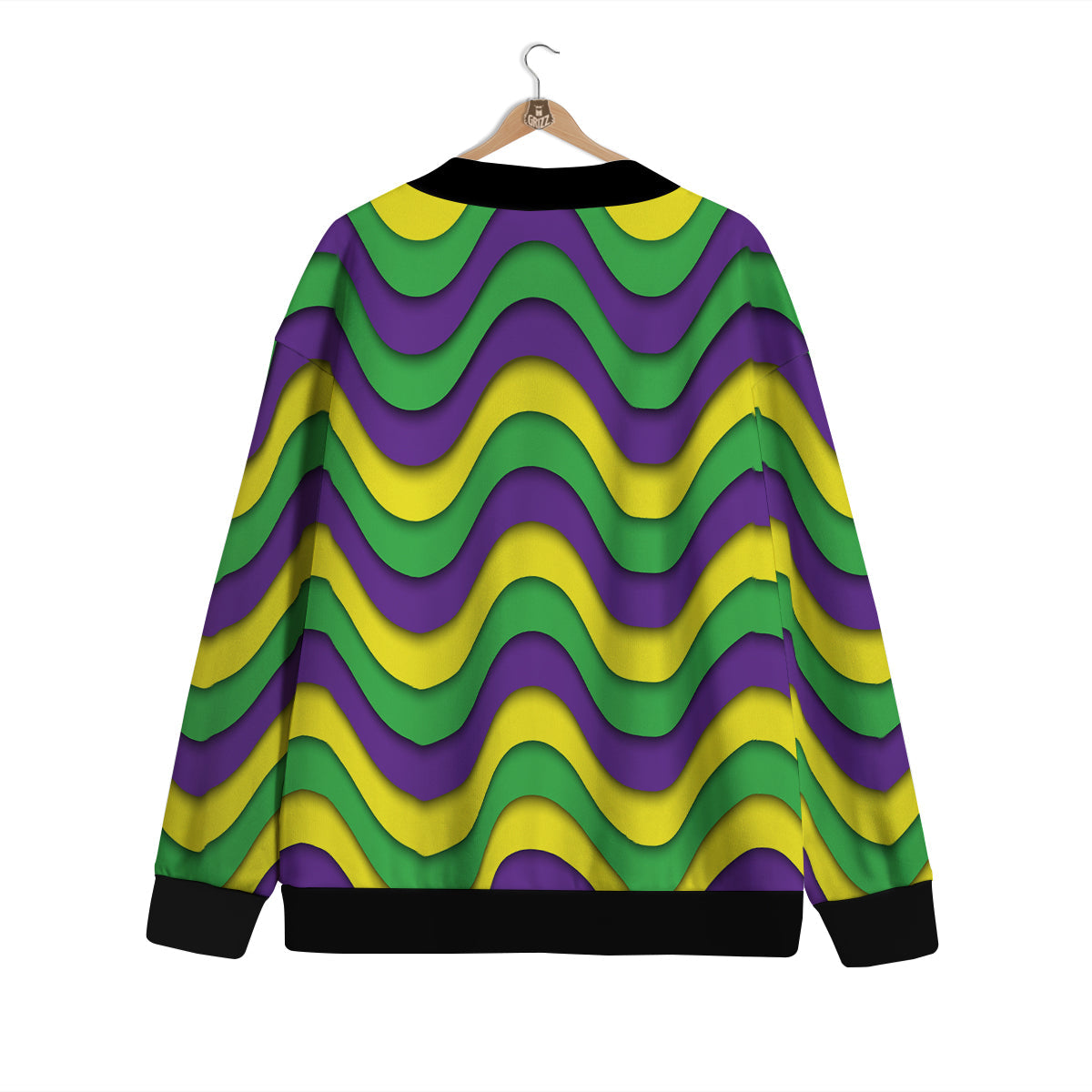 Wave Mardi Gras Print Pattern Cardigan-grizzshop