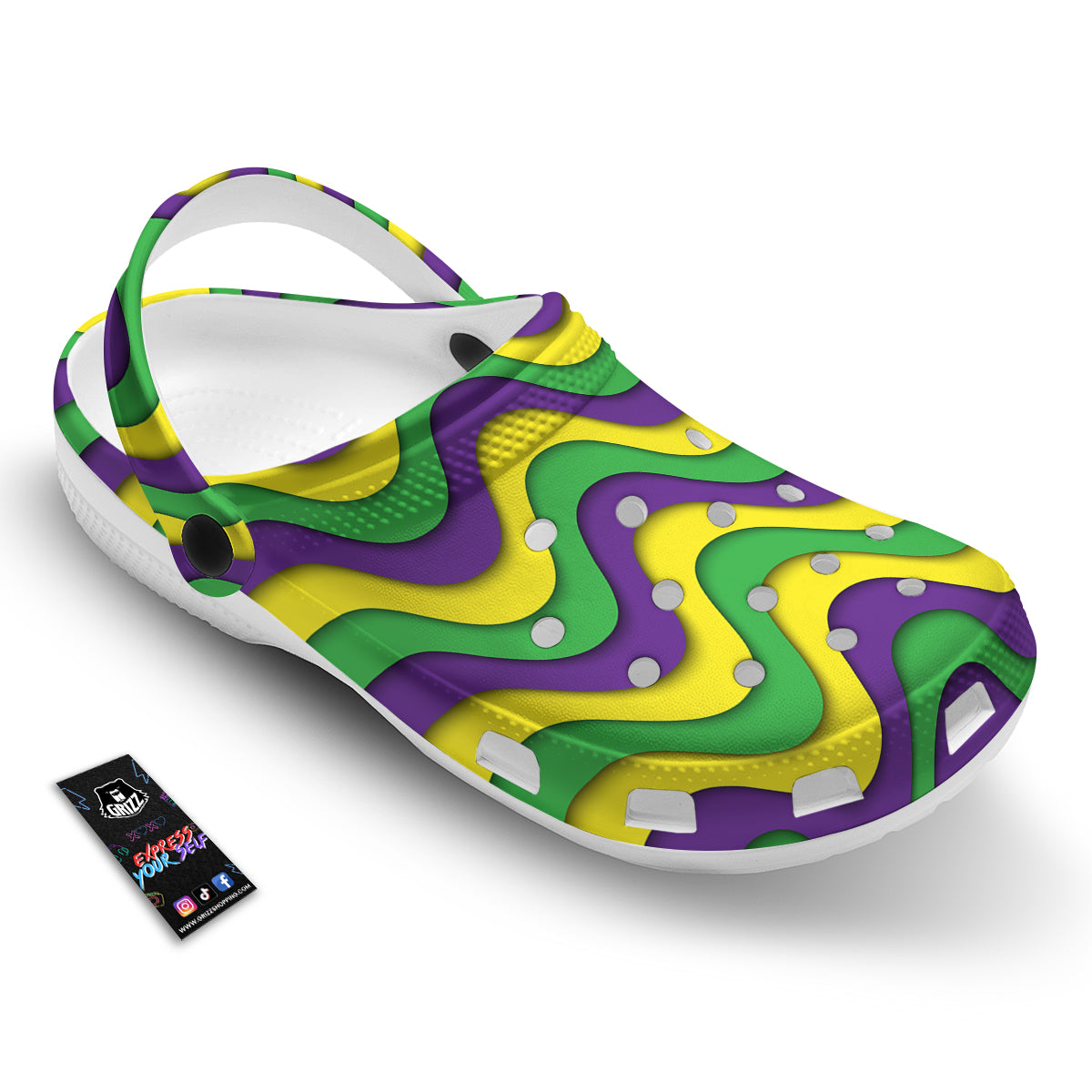 Wave Mardi Gras Print Pattern Clog-grizzshop