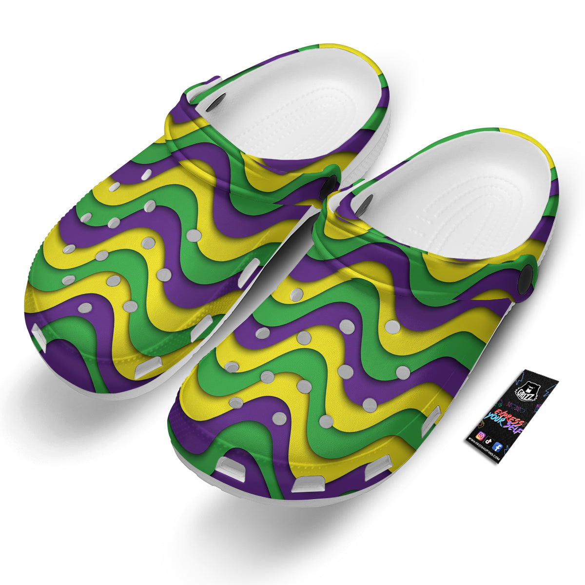 Wave Mardi Gras Print Pattern Clog-grizzshop