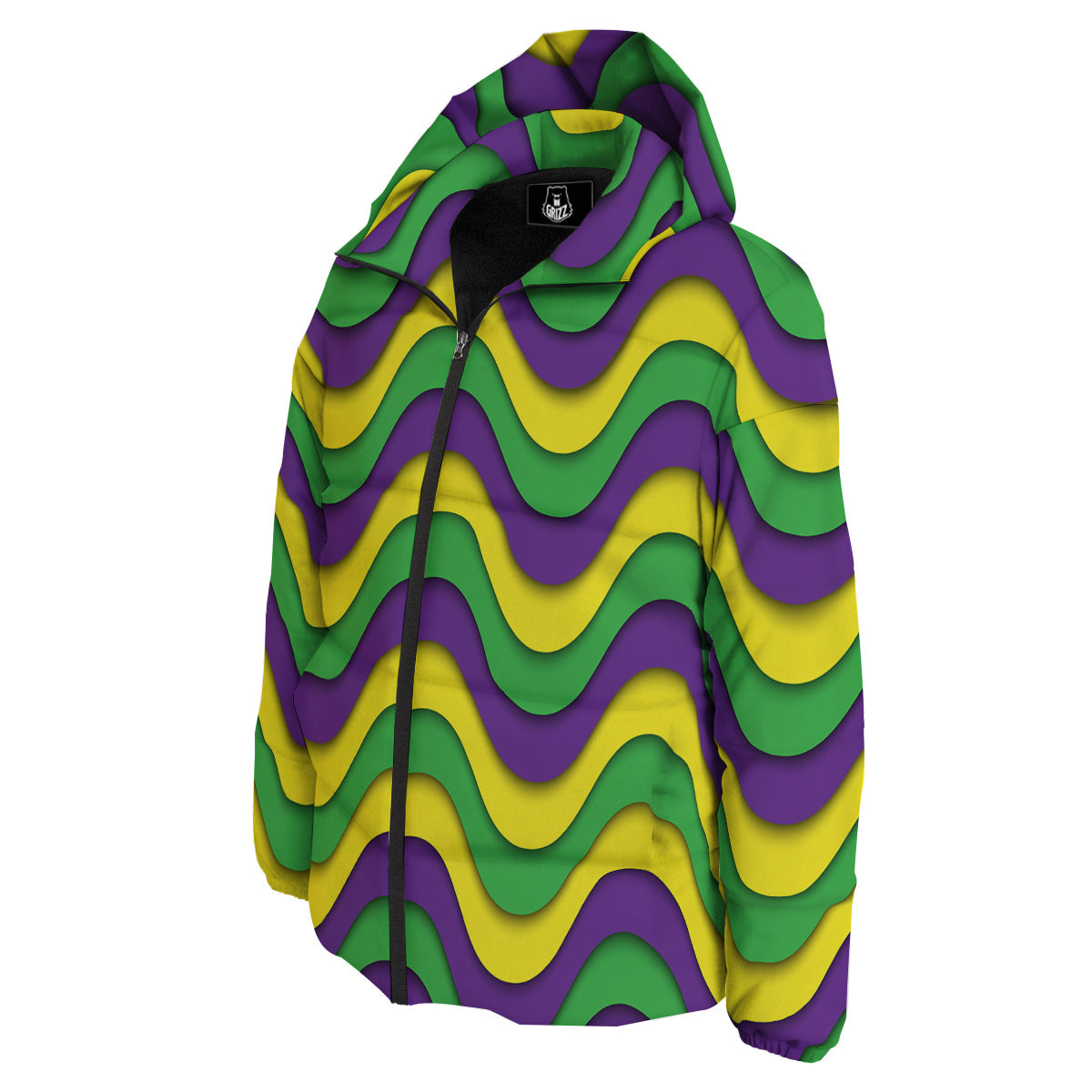 Wave Mardi Gras Print Pattern Down Jacket-grizzshop