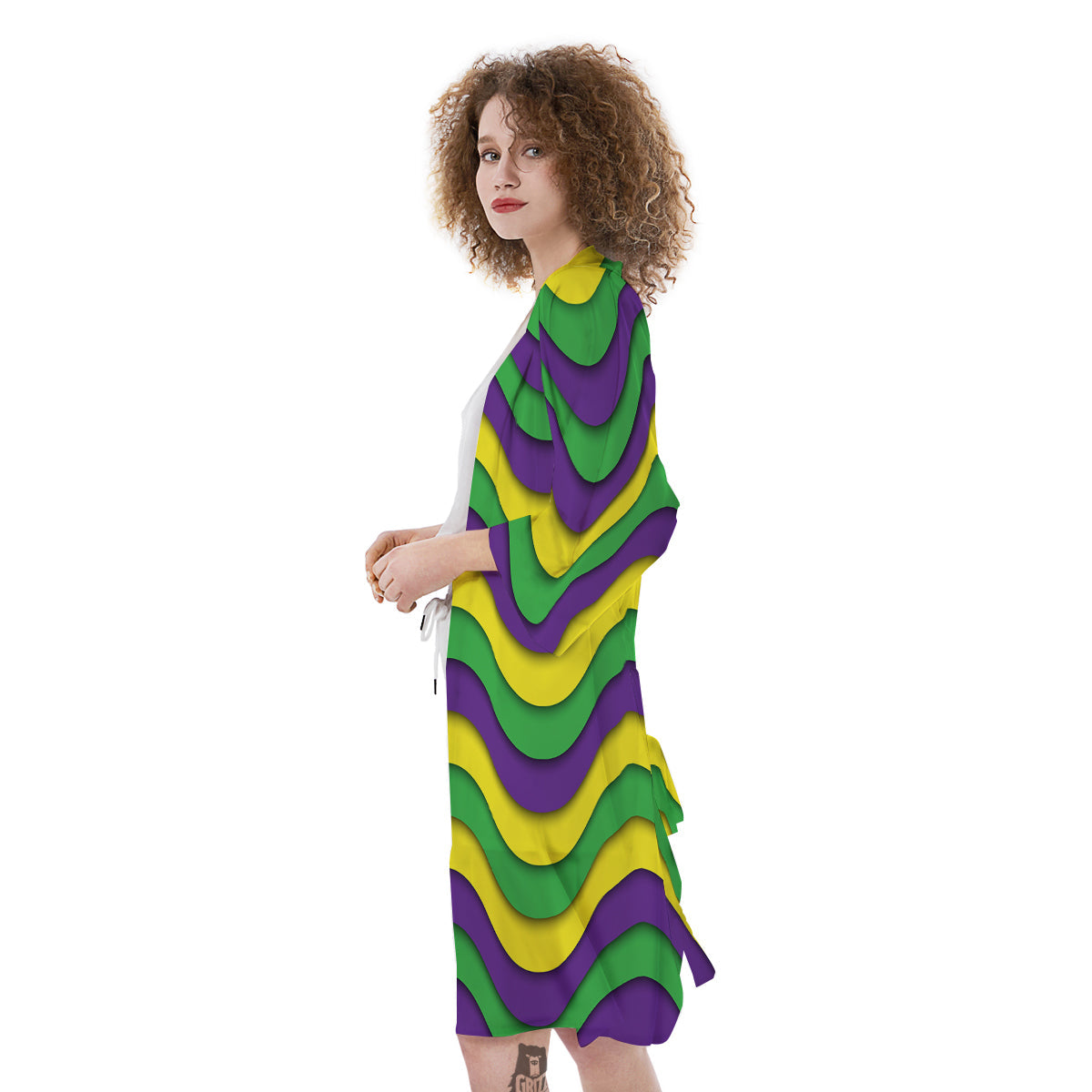 Wave Mardi Gras Print Pattern Kimono-grizzshop