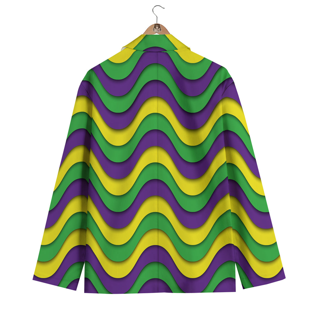Wave Mardi Gras Print Pattern Men's Blazer-grizzshop