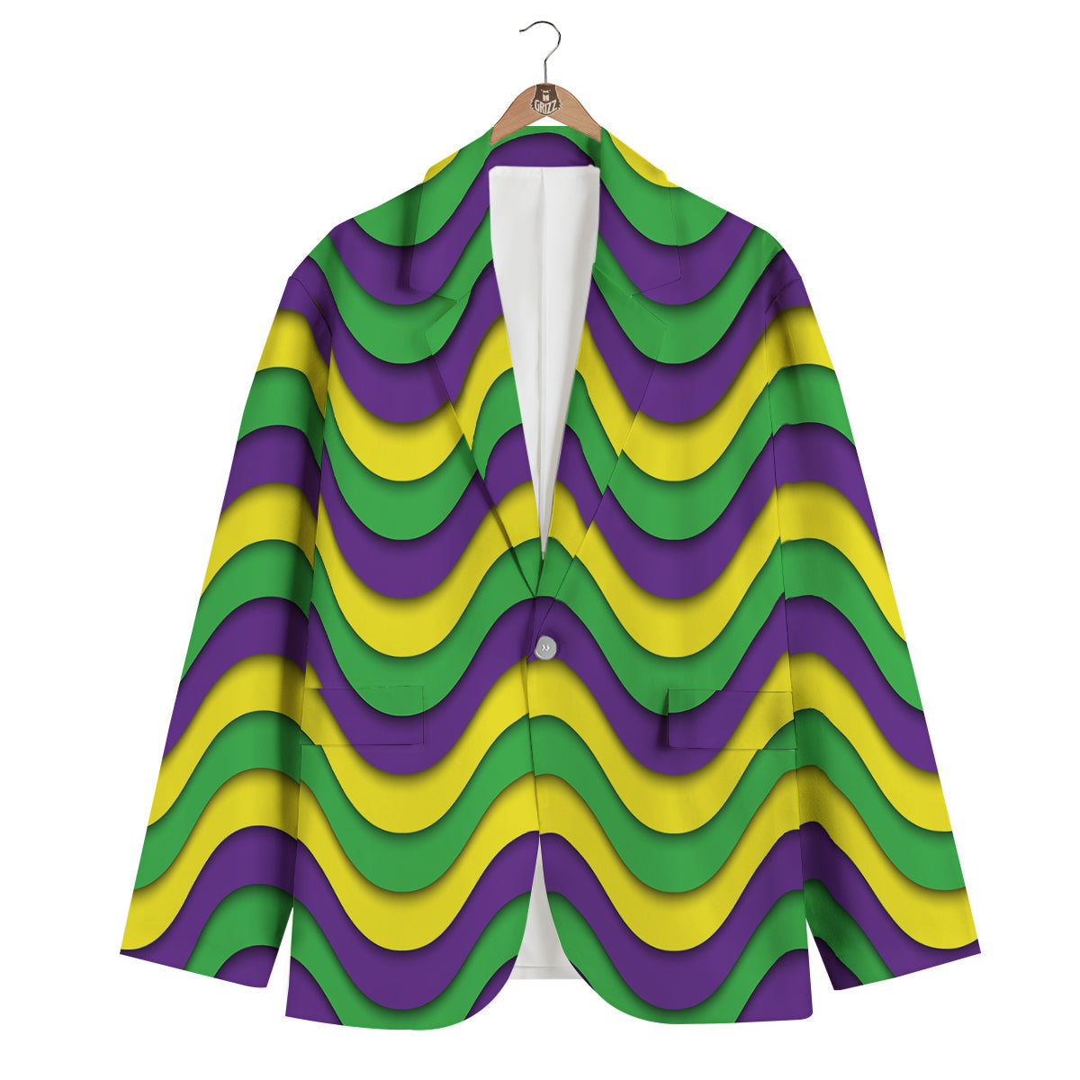 Wave Mardi Gras Print Pattern Men's Blazer-grizzshop