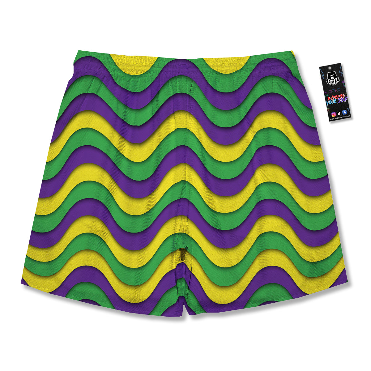 Wave Mardi Gras Print Pattern Men's Running Shorts-grizzshop