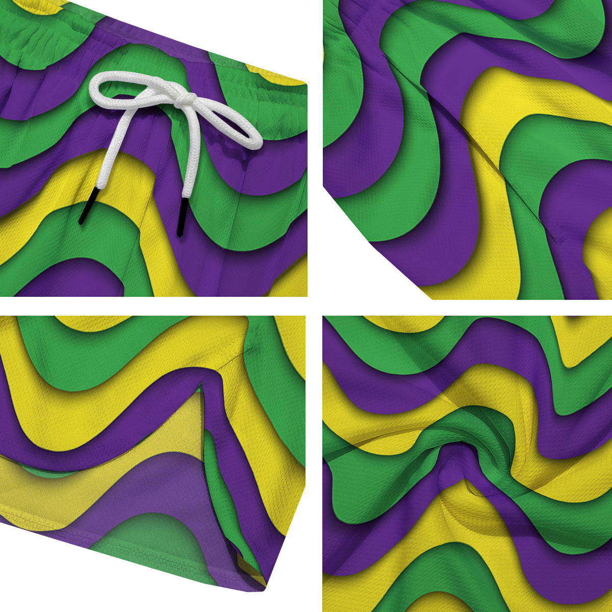 Wave Mardi Gras Print Pattern Men's Running Shorts-grizzshop