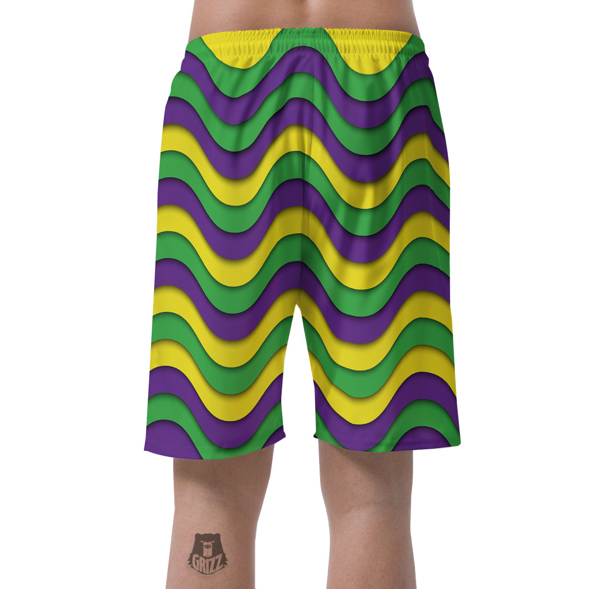 Wave Mardi Gras Print Pattern Men's Shorts-grizzshop