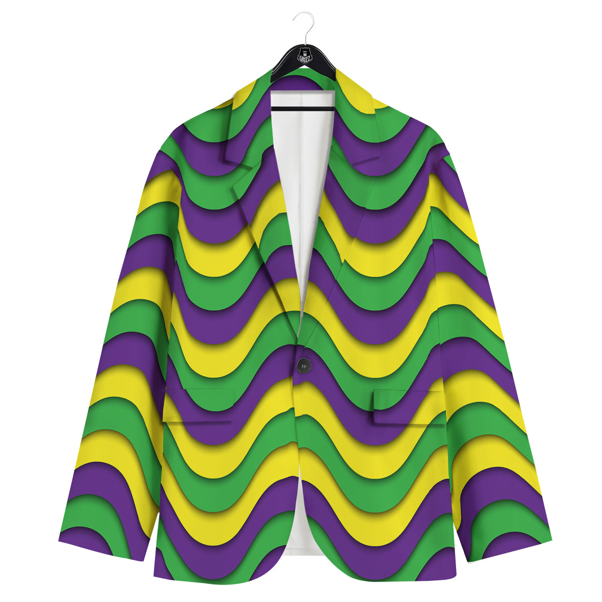 Wave Mardi Gras Print Pattern Men's Sport Coat-grizzshop