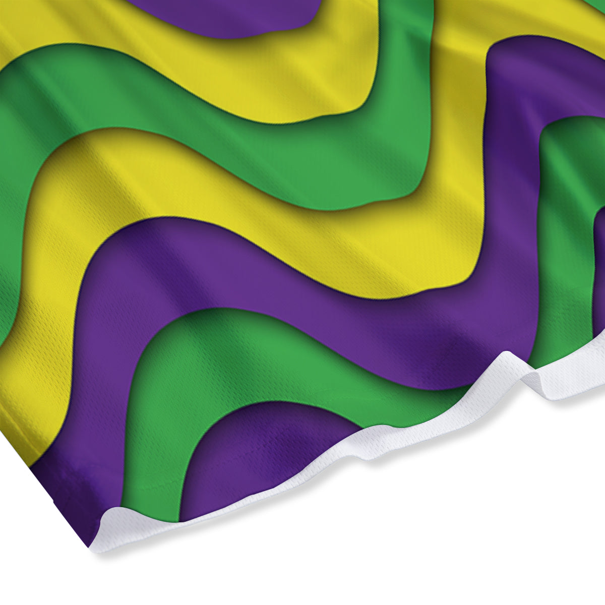 Wave Mardi Gras Print Pattern Mesh Shorts