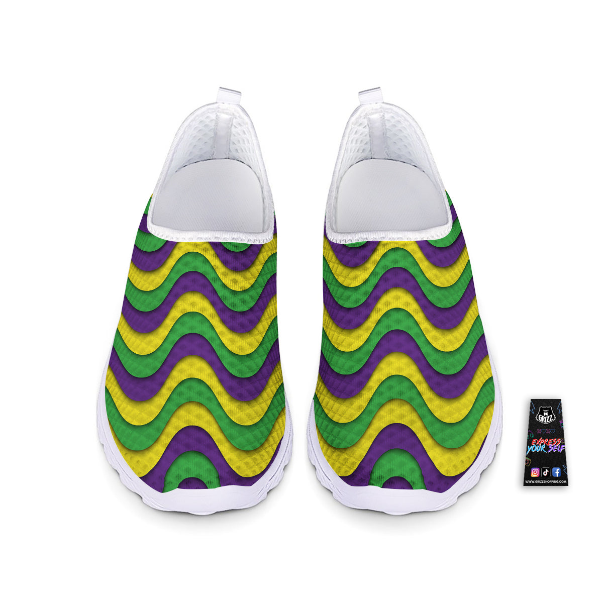 Wave Mardi Gras Print Pattern Nurse Shoes-grizzshop