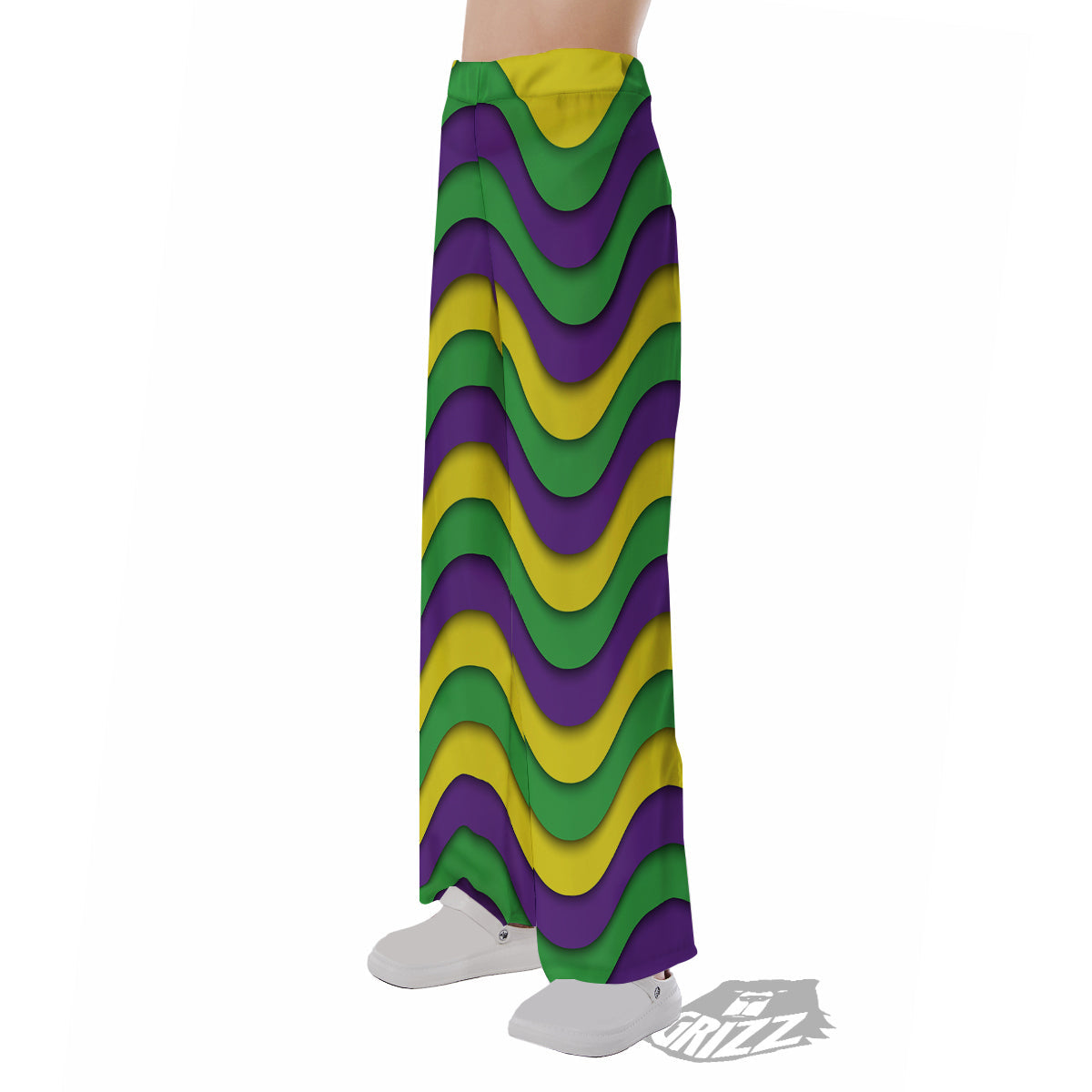 Wave Mardi Gras Print Pattern Pajama Pants-grizzshop