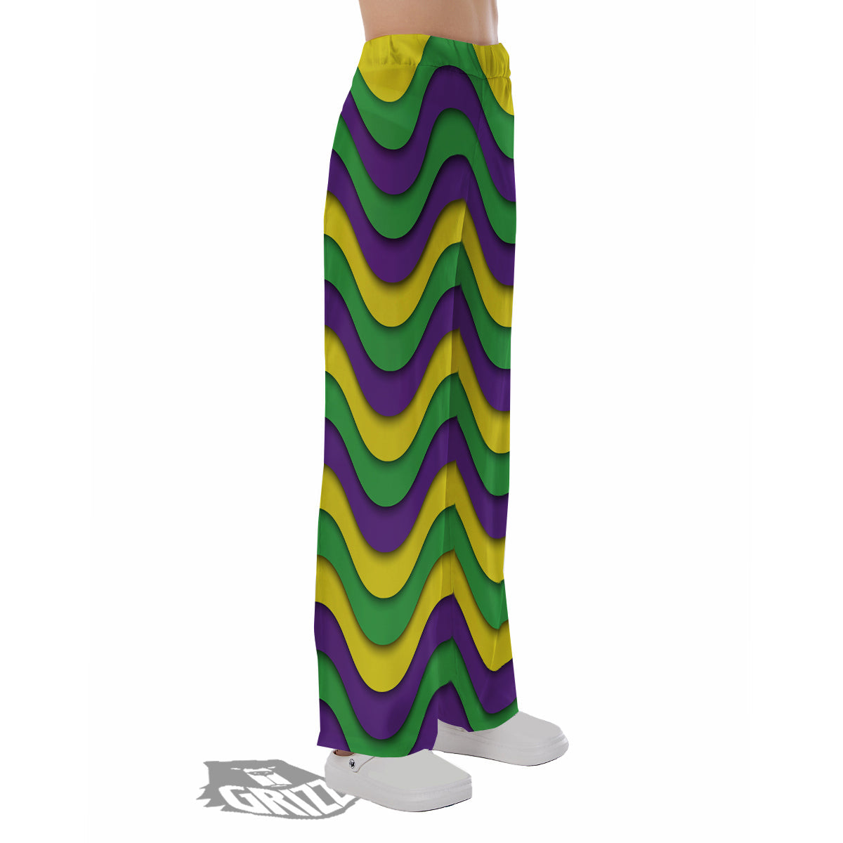 Wave Mardi Gras Print Pattern Pajama Pants-grizzshop