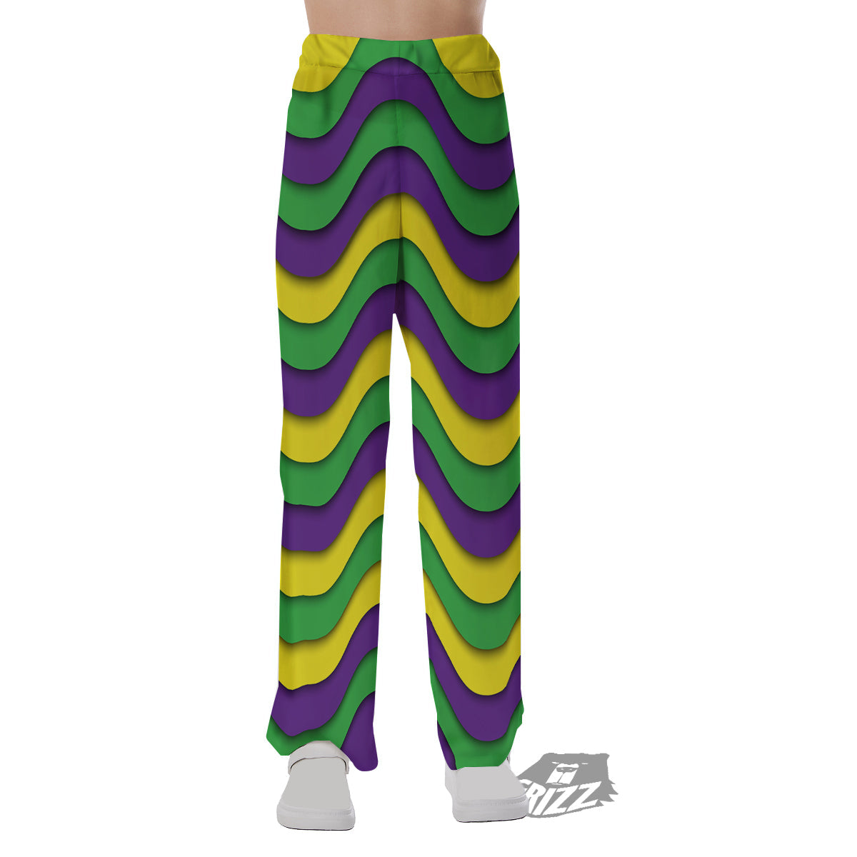 Wave Mardi Gras Print Pattern Pajama Pants-grizzshop