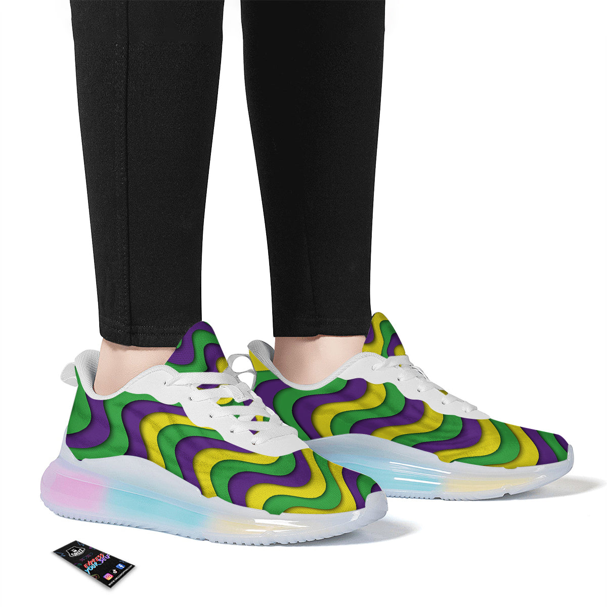 Wave Mardi Gras Print Pattern Running Sneakers-grizzshop