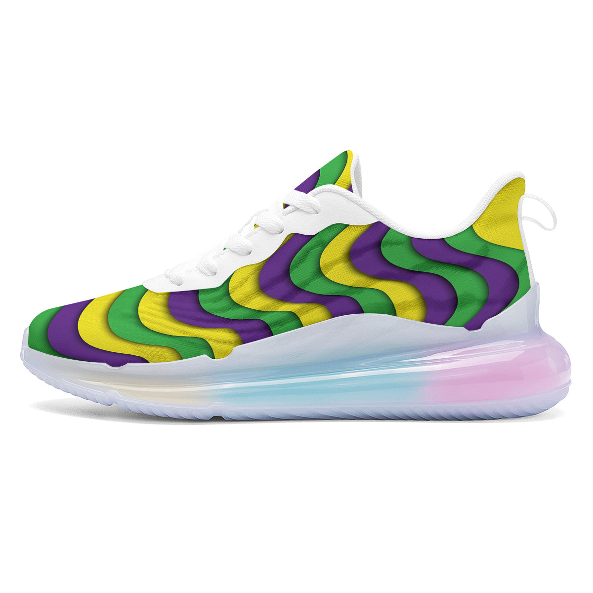 Wave Mardi Gras Print Pattern Running Sneakers-grizzshop