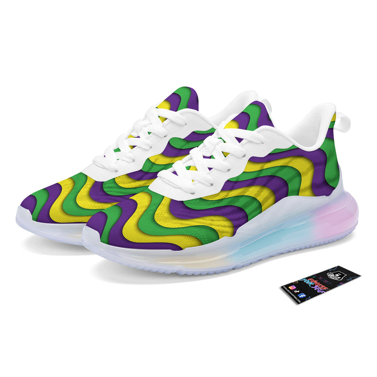 Wave Mardi Gras Print Pattern Running Sneakers-grizzshop