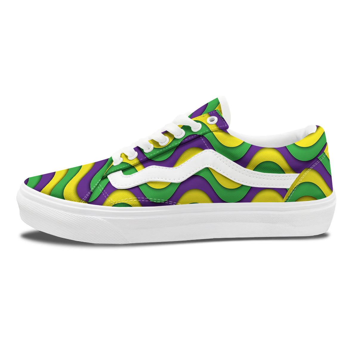 Wave Mardi Gras Print Pattern Skate Shoes-grizzshop