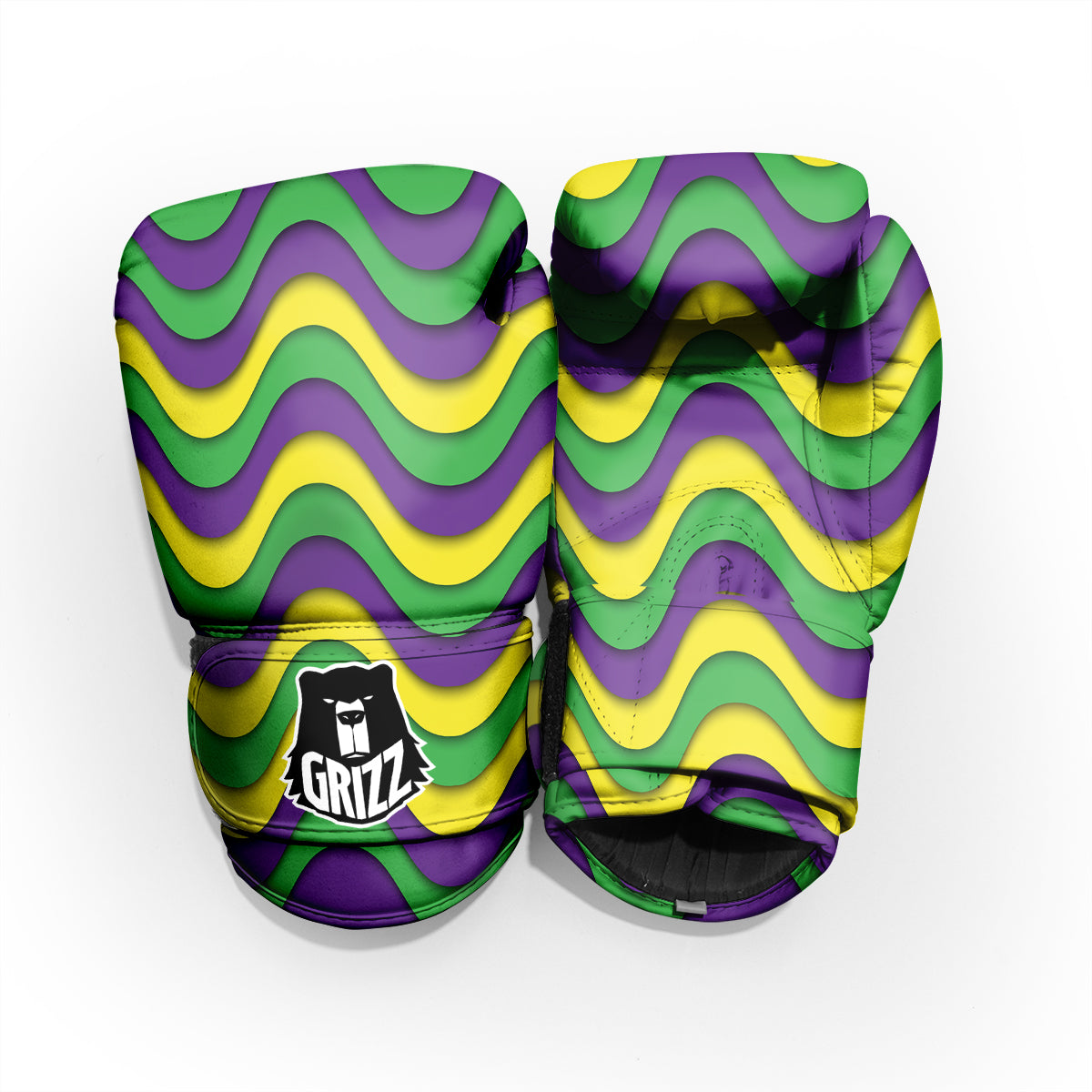 Wave Mardi Gras Print Pattern Pro Boxing Glove