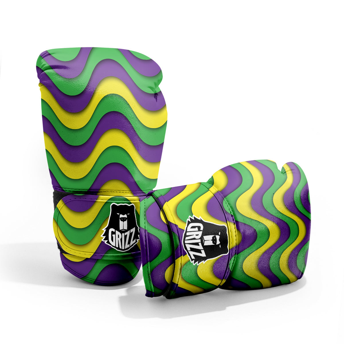 Wave Mardi Gras Print Pattern Pro Boxing Glove