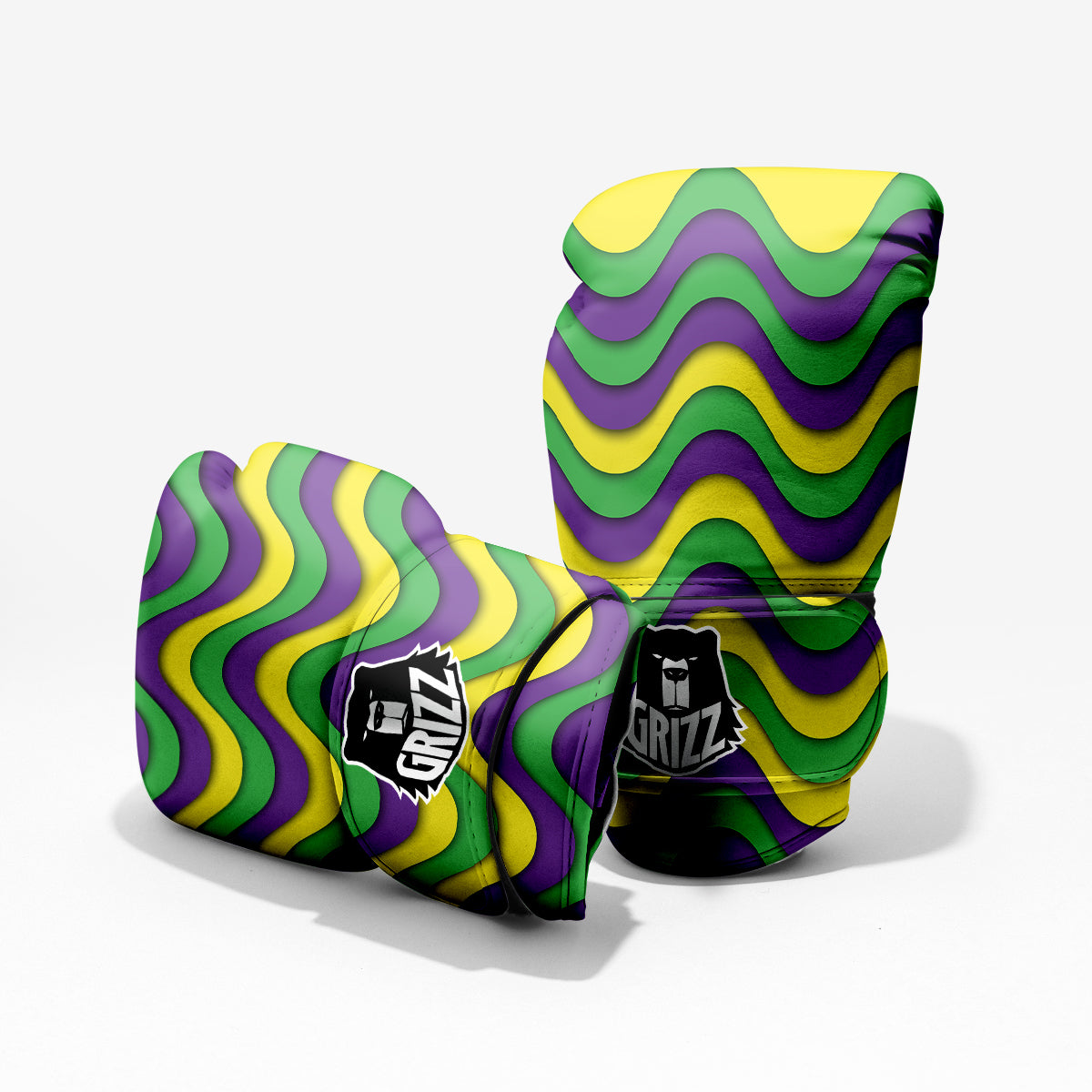 Wave Mardi Gras Print Pattern Pro Boxing Glove