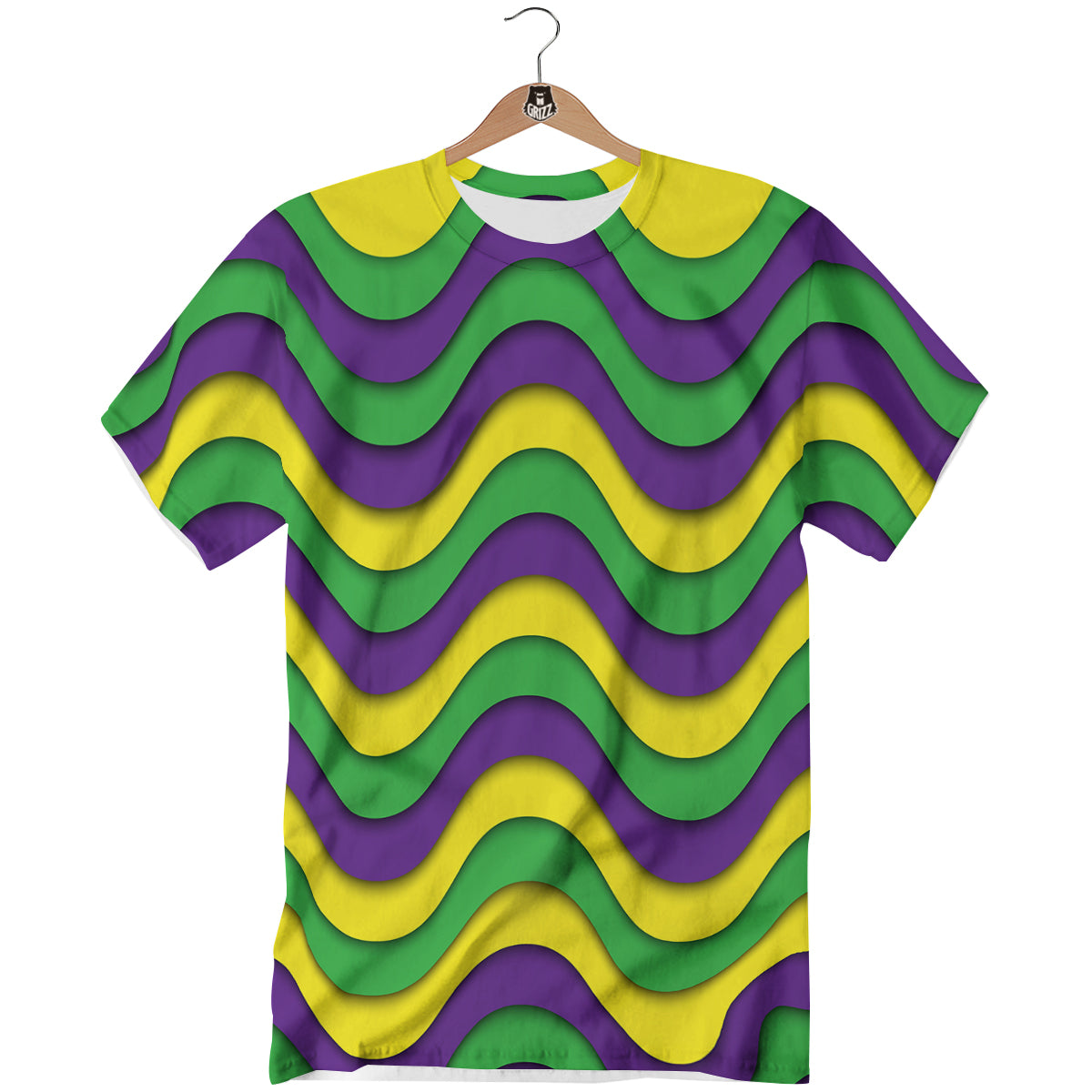 Wave Mardi Gras Print Pattern T-Shirt-grizzshop