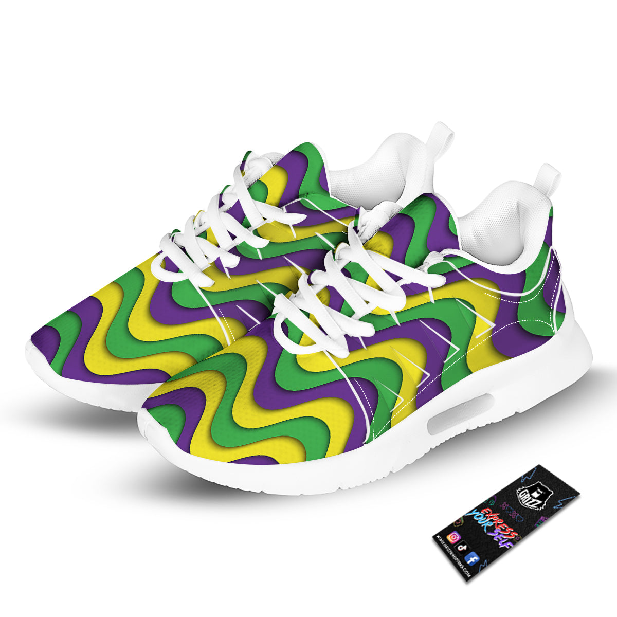 Wave Mardi Gras Print Pattern Tennis Shoes-grizzshop