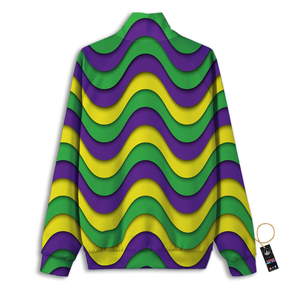 Wave Mardi Gras Print Pattern Track Jacket-grizzshop