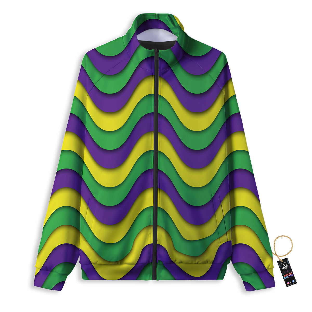 Wave Mardi Gras Print Pattern Track Jacket-grizzshop