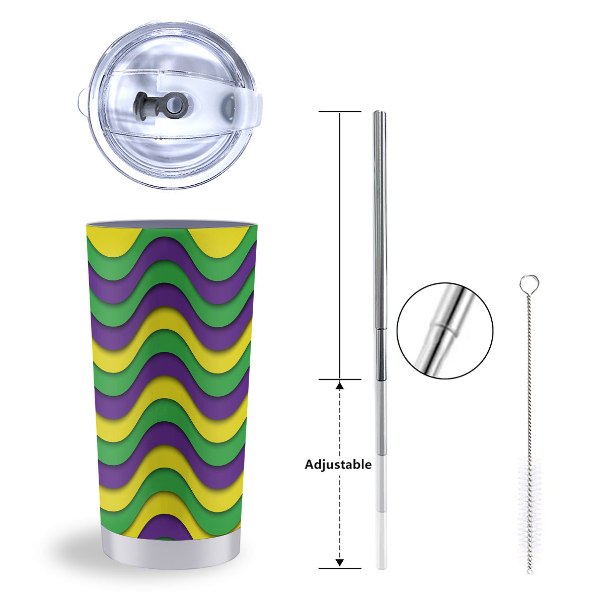 Wave Mardi Gras Print Pattern Tumbler-grizzshop