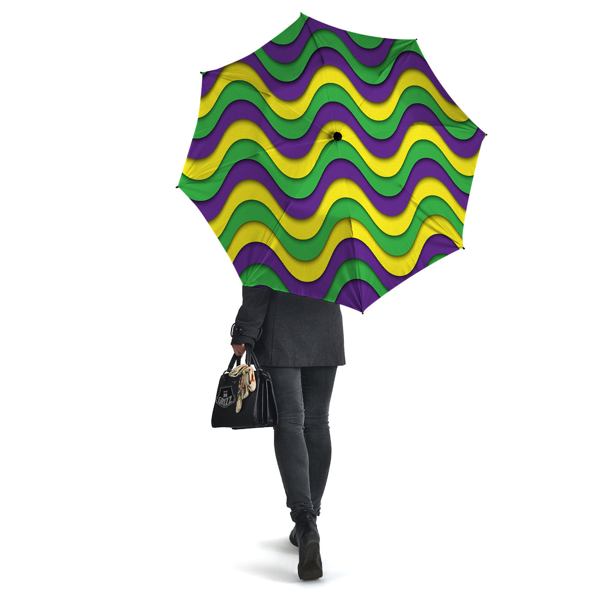 Wave Mardi Gras Print Pattern Umbrella-grizzshop