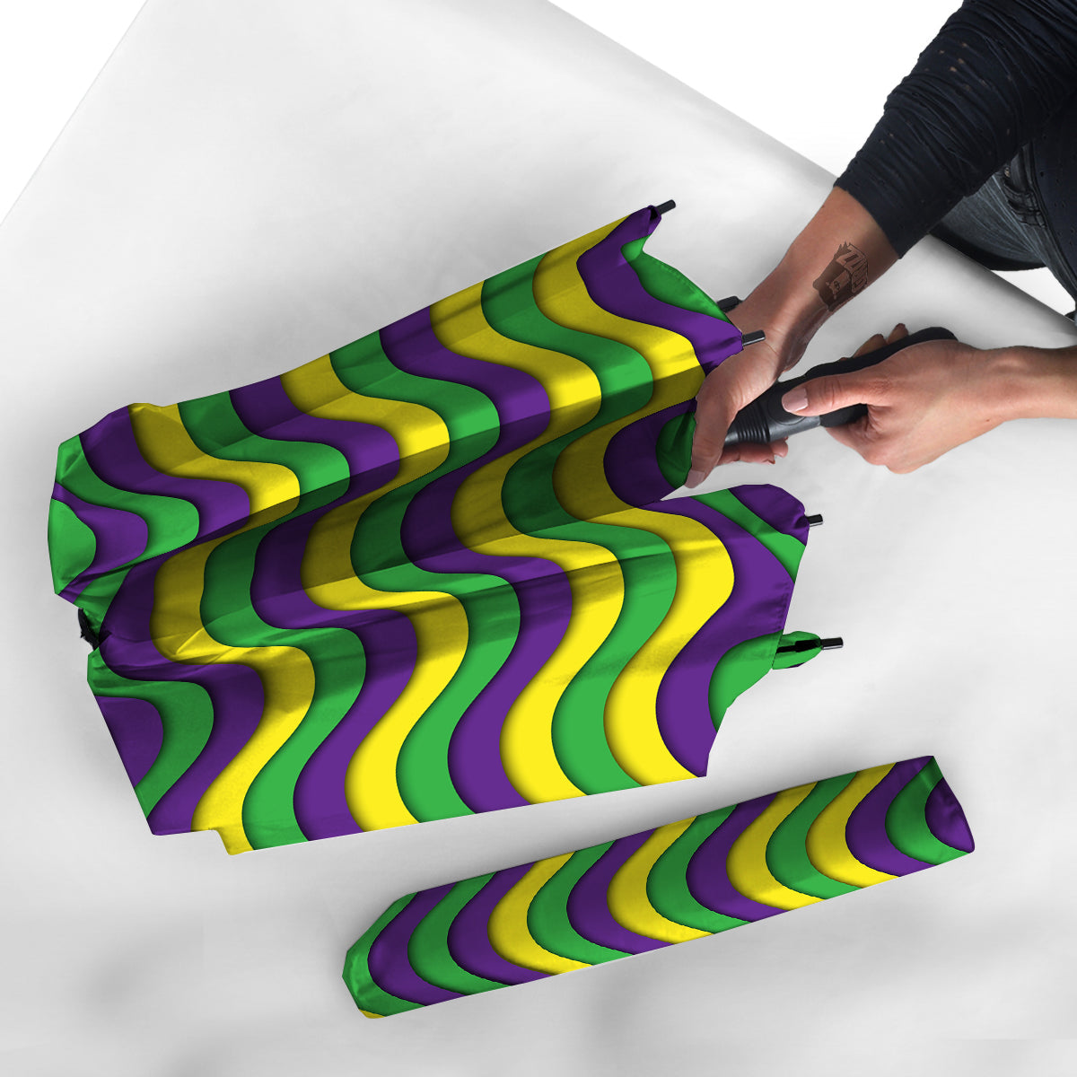 Wave Mardi Gras Print Pattern Umbrella-grizzshop