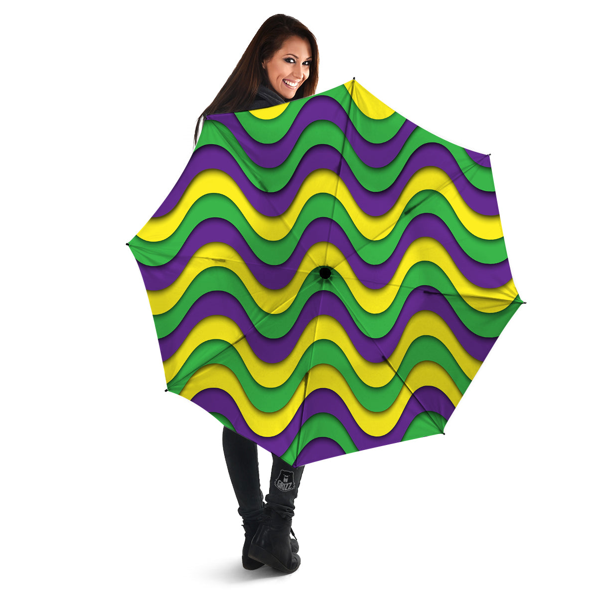 Wave Mardi Gras Print Pattern Umbrella-grizzshop
