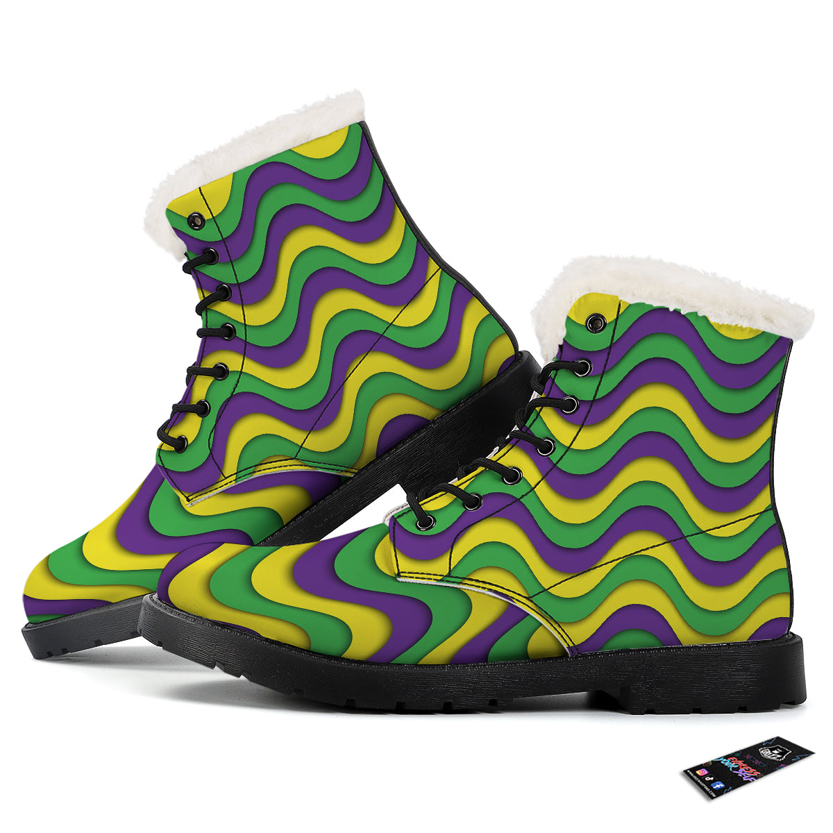 Wave Mardi Gras Print Pattern Winter Boots-grizzshop