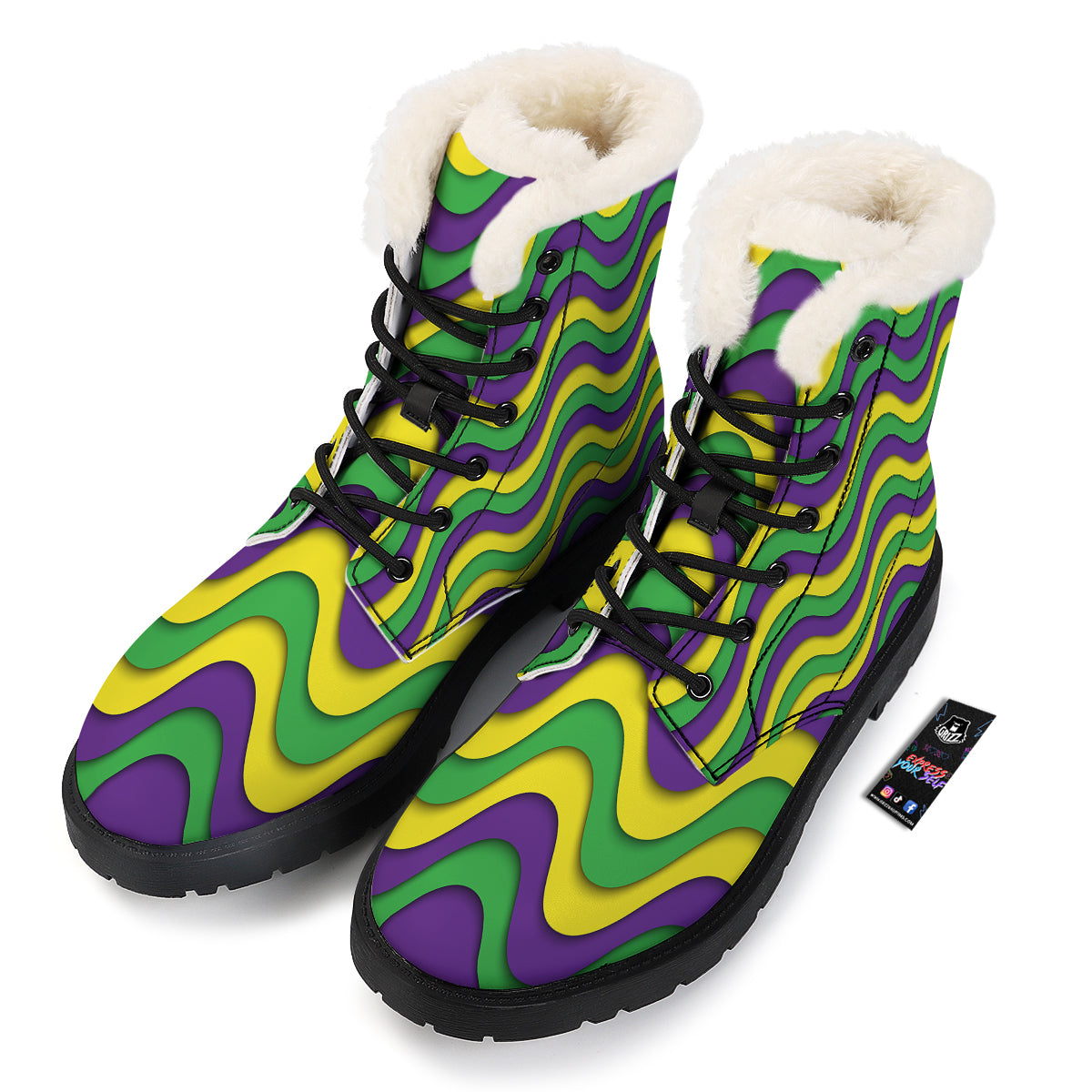 Wave Mardi Gras Print Pattern Winter Boots-grizzshop