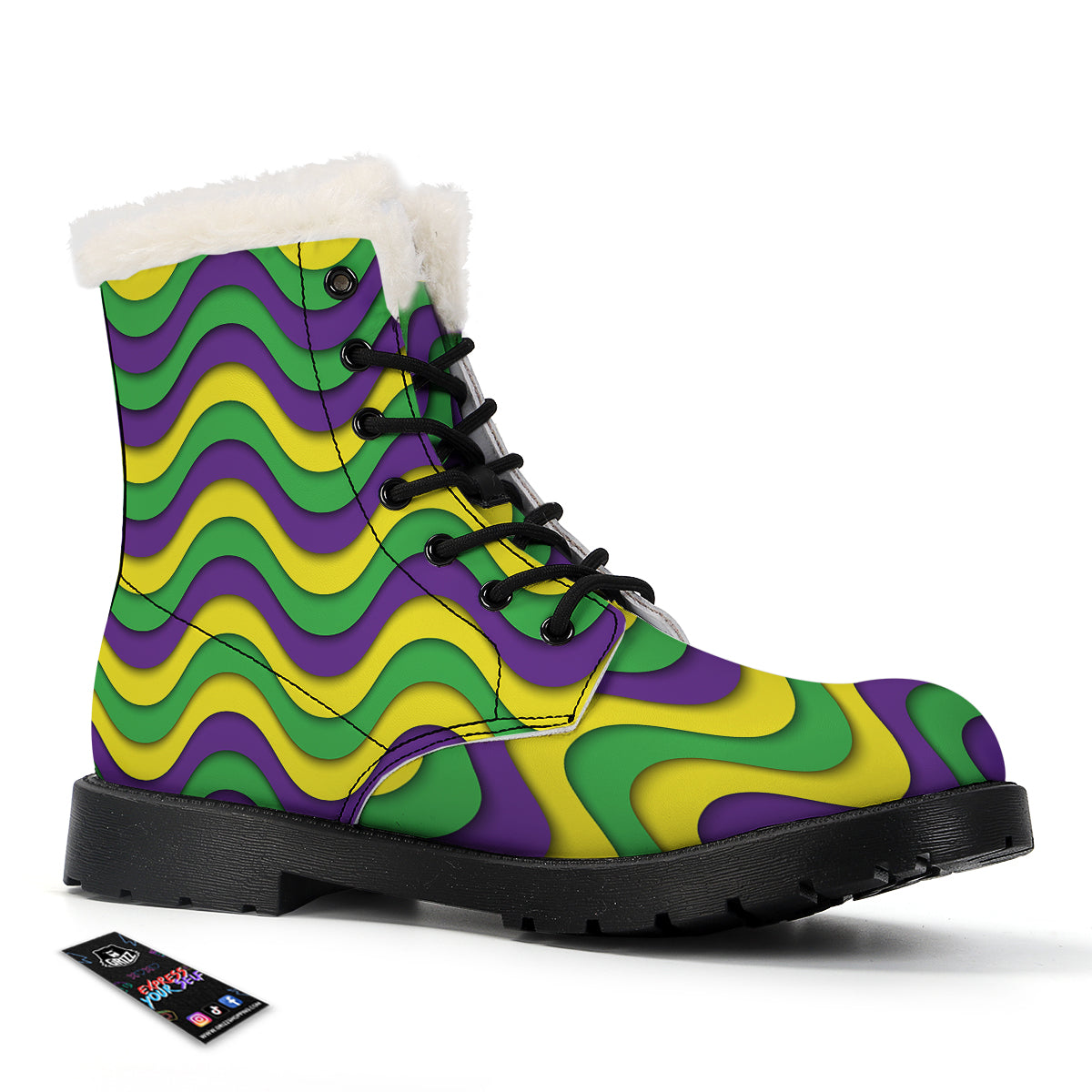 Wave Mardi Gras Print Pattern Winter Boots-grizzshop