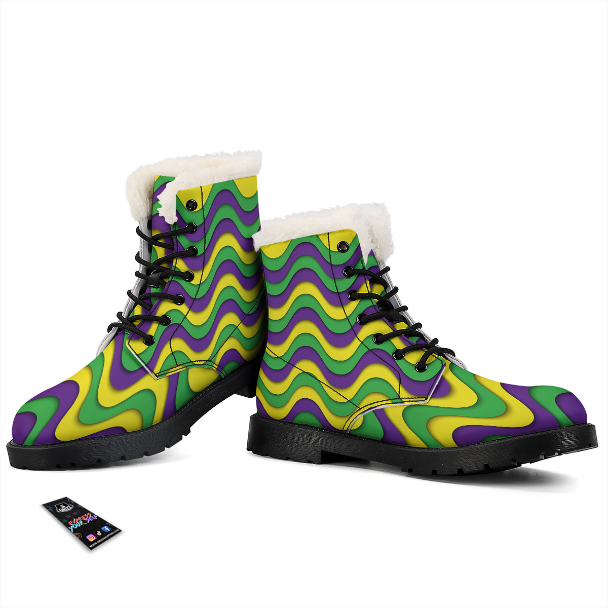 Wave Mardi Gras Print Pattern Winter Boots-grizzshop