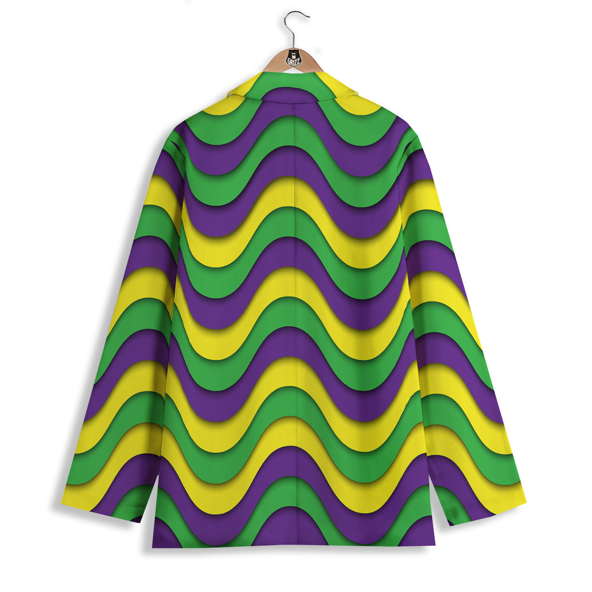 Wave Mardi Gras Print Pattern Women's Blazer-grizzshop