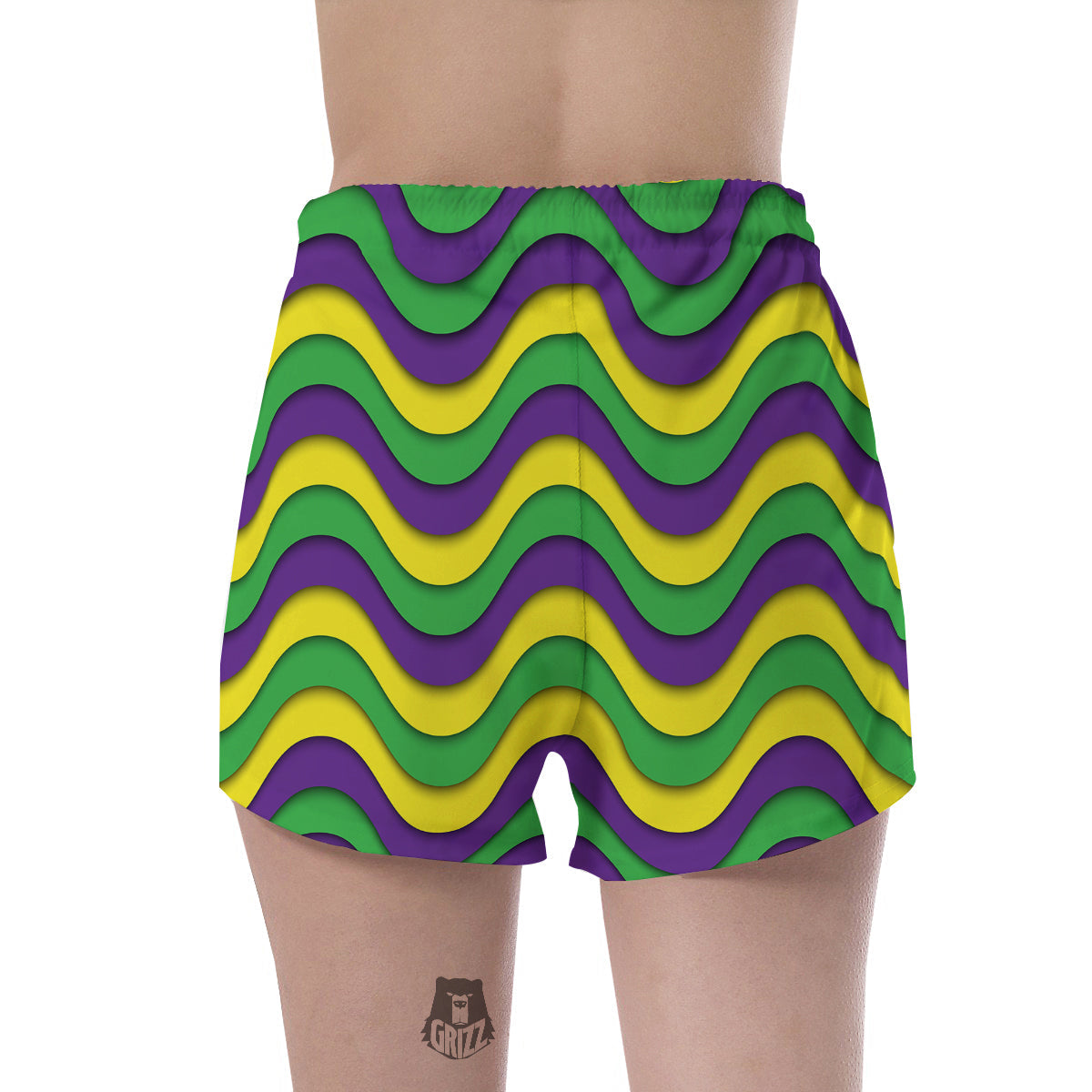Wave Mardi Gras Print Pattern Women's Shorts-grizzshop