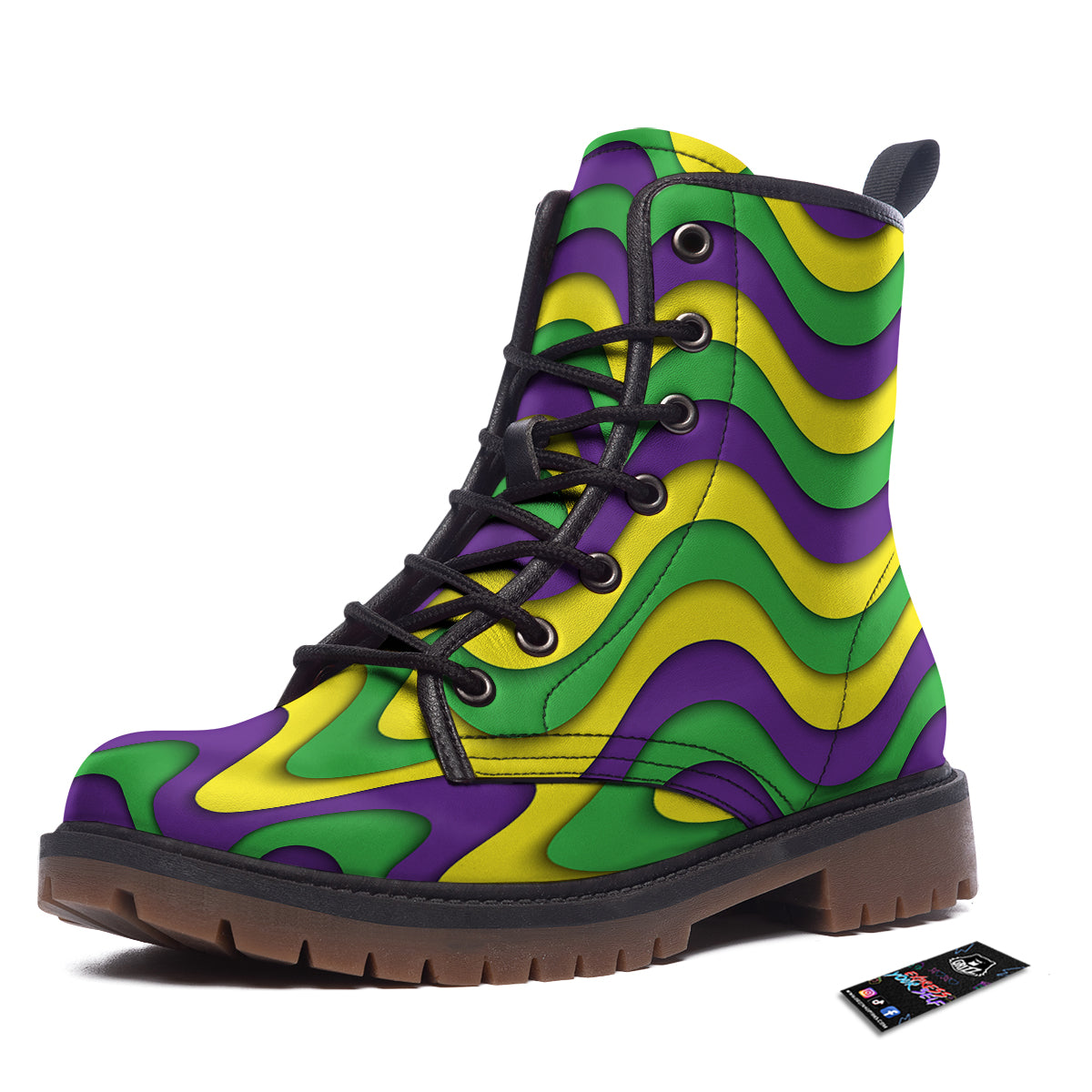 Wave Mardi Gras Print Pattern Work Boots-grizzshop